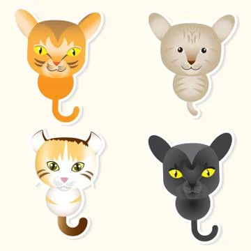 Set of cute cat Vector cartoon Illustration Stock Illustration