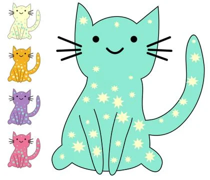 Set of cute cats in simple design for kid's greeting card design, t-shirt pri 스톡 일러스트