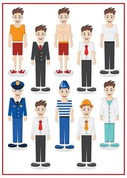 A set of cute characters. Stock Illustration