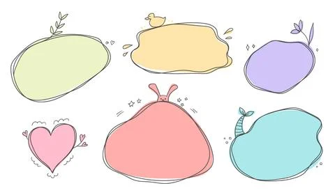 Set of cute childish doodle frames decorate with elements イラスト素材