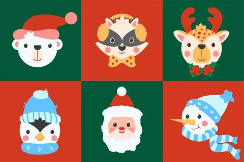 Set of Cute christmas characters イラスト素材