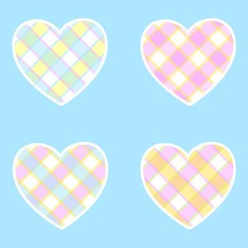 Set of cute colored hearts in a box. Stock Illustration