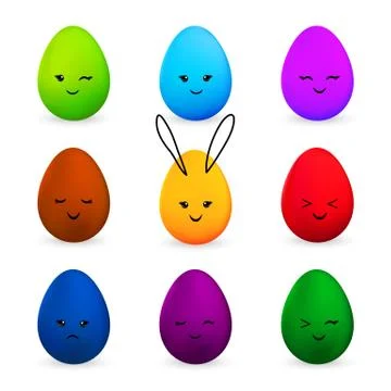 Set of cute colorful Easter eggs. Vector illustration Stock Illustration