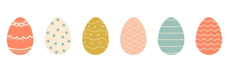 Set of cute colorful Easter eggs with patterns. Traditional religious Easte.. Stock-Illustration