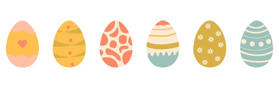 Set of cute colorful Easter eggs with patterns. Traditional religious Easte.. 스톡 일러스트