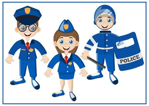 A set of cute cops. Stock Illustration