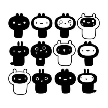 Set of cute creatures Stock Illustration