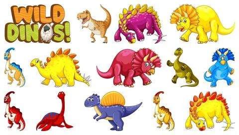 Set of cute dinosaurus Stock Illustration