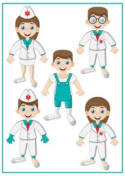 A set of cute doctors. Stock Illustration