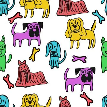 Set of cute dogs of different breed. Vector illustration Stock Illustration