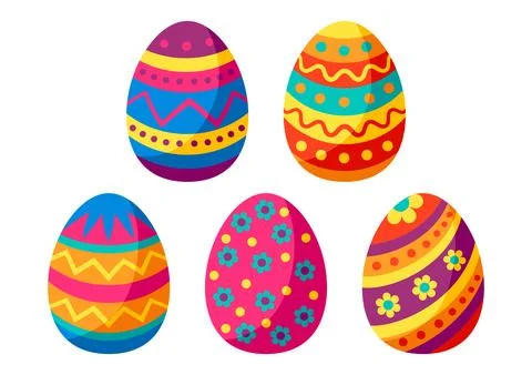 Set of cute Easter eggs. Stock Illustration