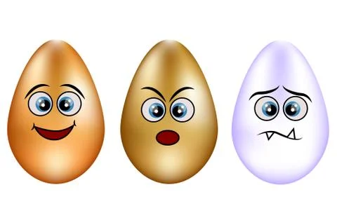 Set of cute Easter eggs. Set of Emoji egg. Smile eggs. Isolated flat Illustrazione stock