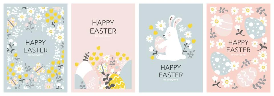 Set of cute easter greeting cards banner vector illustration Stock Illustration