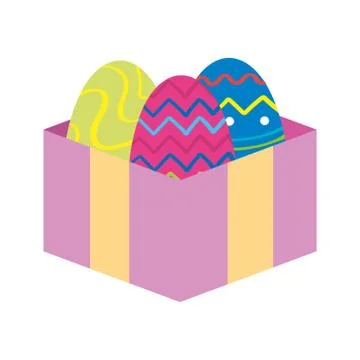 Set of cute eggs easter in gift box 스톡 일러스트