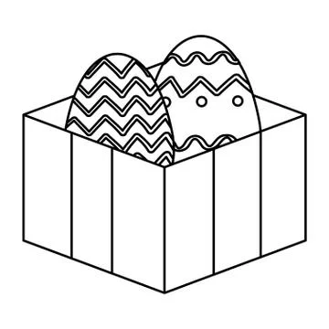 Set of cute eggs easter in gift box 스톡 일러스트