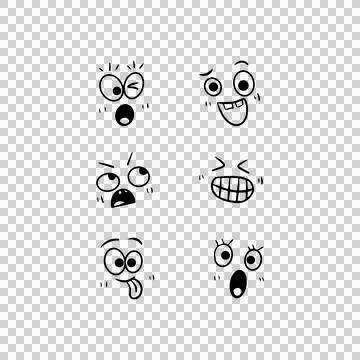 Set of cute emoticons and face expression cartoon vector Stock Illustration