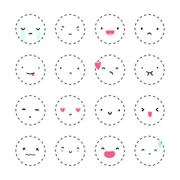 Set of cute emotions. Stock Illustration