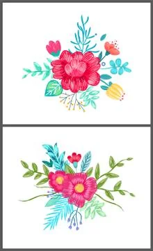 Set of Cute Floral Patterns on Vector Illustration Illustrazione stock