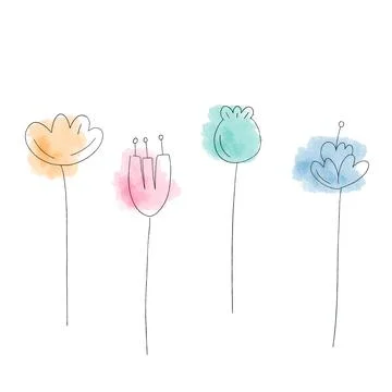 Set of cute flowers Stock Illustration