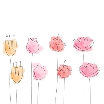 Set of cute flowers Stock Illustration
