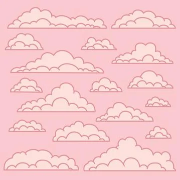 Set of cute fluffy clouds Иллюстрация