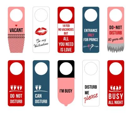 Set of cute funny notes on door, st. Valentine's day Stock Illustration