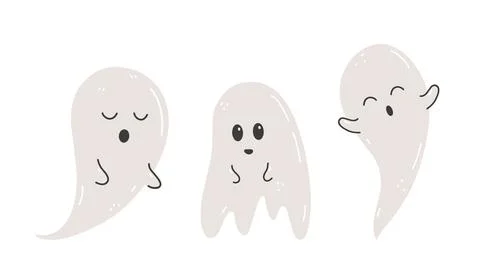Set of cute ghosts isolated on white background Stock Illustration