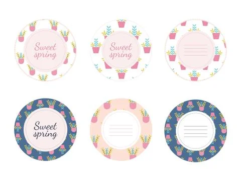 Set of cute girly labels or stickers Stock Illustration
