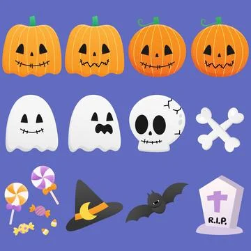 Set of cute halloween elements Stock Illustration