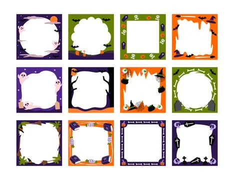 Set of cute halloween frame collection, funny colorful scary frame border s.. Stock-Illustration