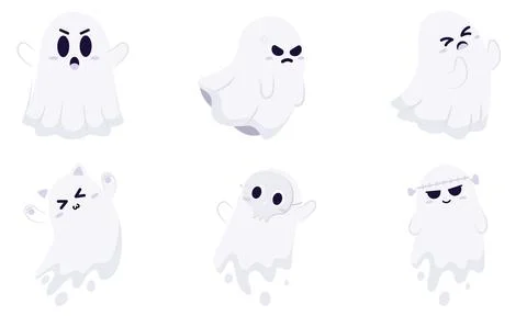 Set of cute halloween ghost characters Vector Stock Illustration
