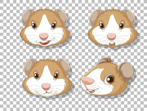 Set of cute hamster heads Stock Illustration