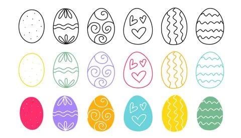 Set of cute hand drawn Easter eggs Stock Illustration