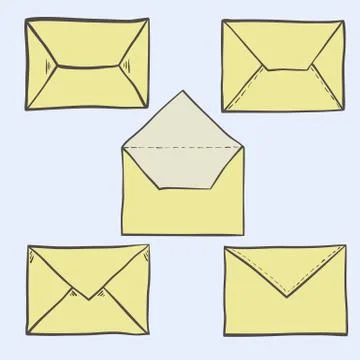 Set of cute hand drawn envelopes Stock Illustration