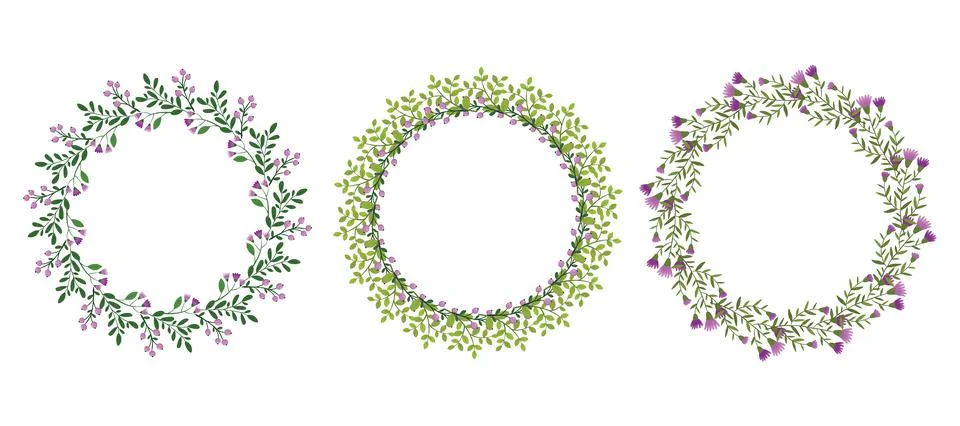 Set cute hand drawn frames with floral elements 库存插图