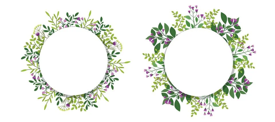Set cute hand drawn frames with floral elements 库存插图