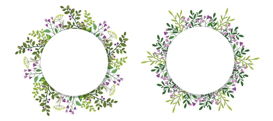 Set cute hand drawn frames with floral elements Stockillustratie