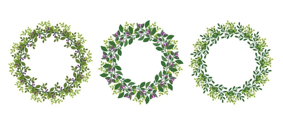 Set cute hand drawn frames with floral elements 库存插图