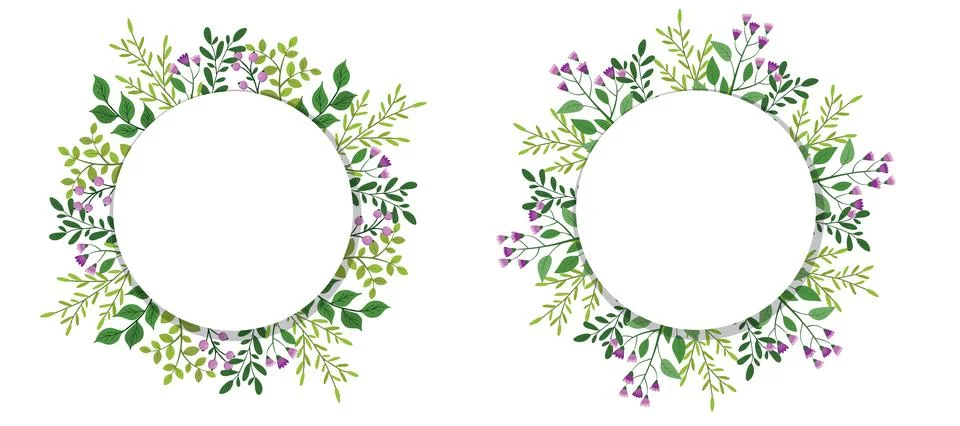 Set cute hand drawn frames with floral elements 库存插图