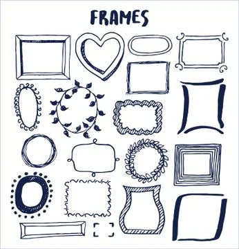 Set of Cute Hand Made Frames Vector Illustration Stock Illustration