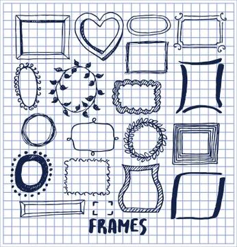Set of Cute Hand Made Frames Vector Illustration Stock Illustration