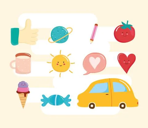Set of cute icons Stock Illustration