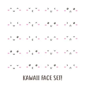 Set of cute kawaii face vector design Stock Illustration