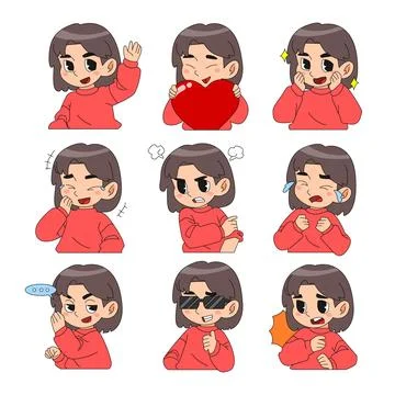 Set of cute little boy chibi character activities poses set collection with.. Stock Illustration