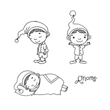 A set of cute little gnomes. Stock Illustration