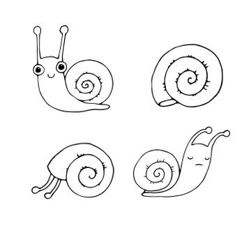 A set of cute little snails. Stock Illustration