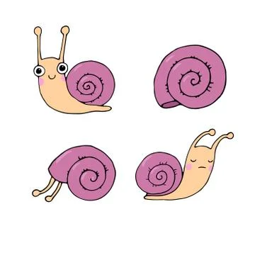 A set of cute little snails Stock Illustration