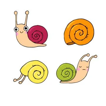 A set of cute little snails Stock Illustration