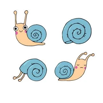 A set of cute little snails Stock Illustration
