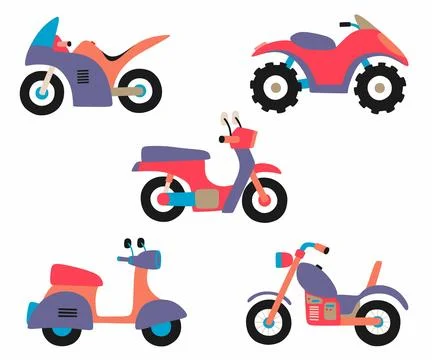 Set of cute motorcycle . vector illustration Stock Illustration